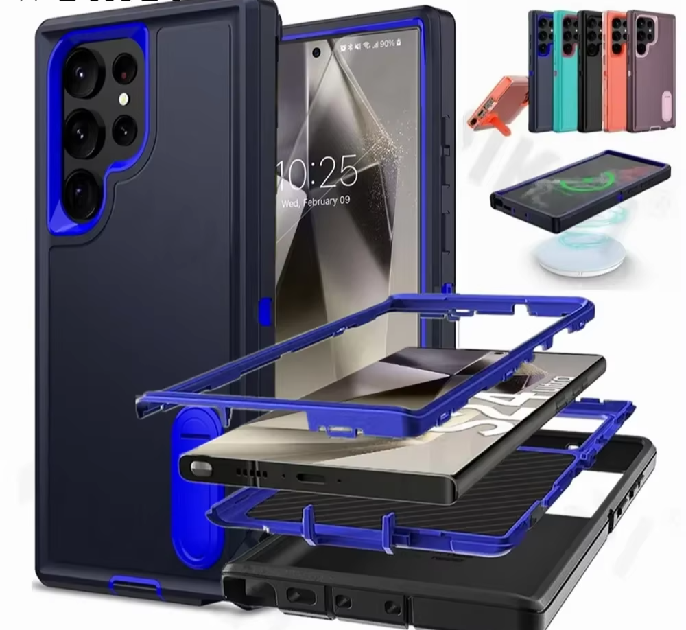 Heavy Anti-Scratch Rugged Protective Kickstand Full Body Shockproof Case for Samsung