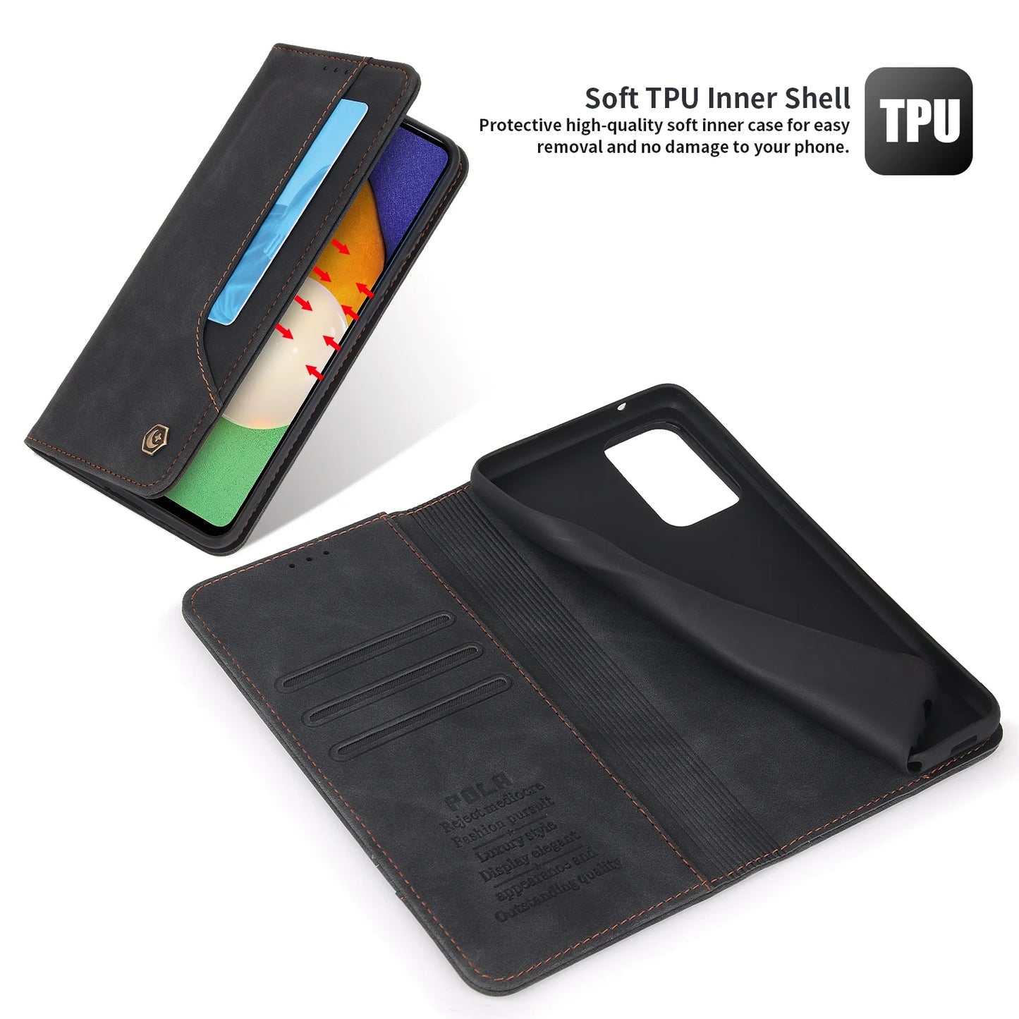 Flip Leather Wallet Case for Samsung