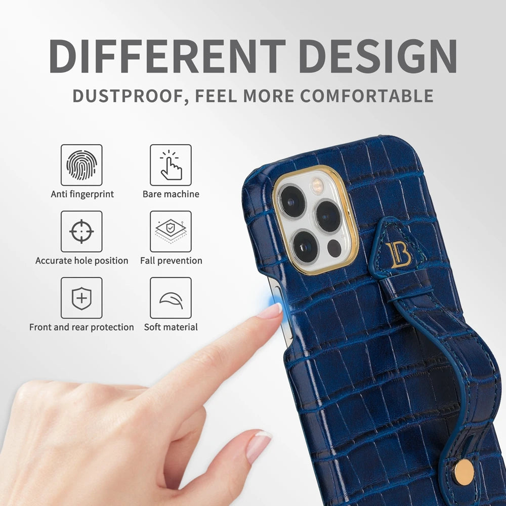 Crocodile Leather Case For iPhone