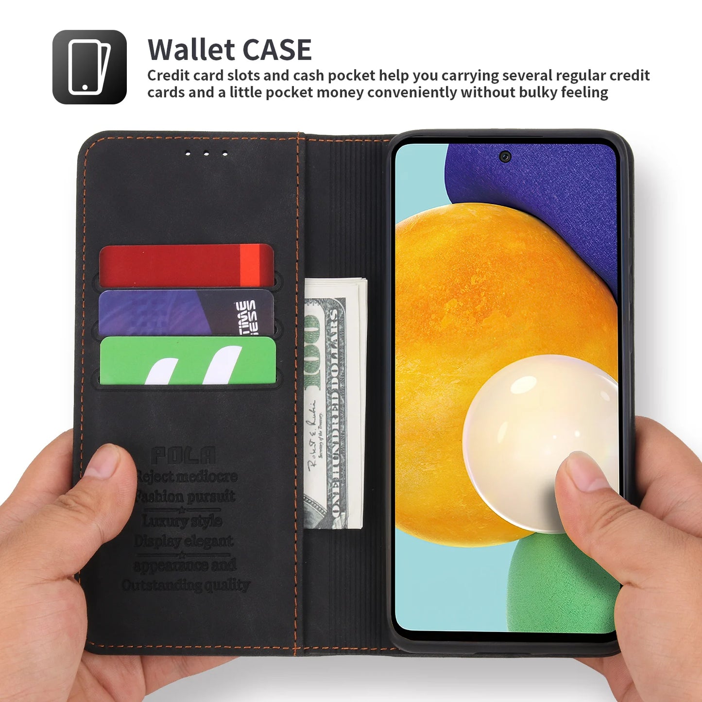 Flip Leather Wallet Case for Samsung