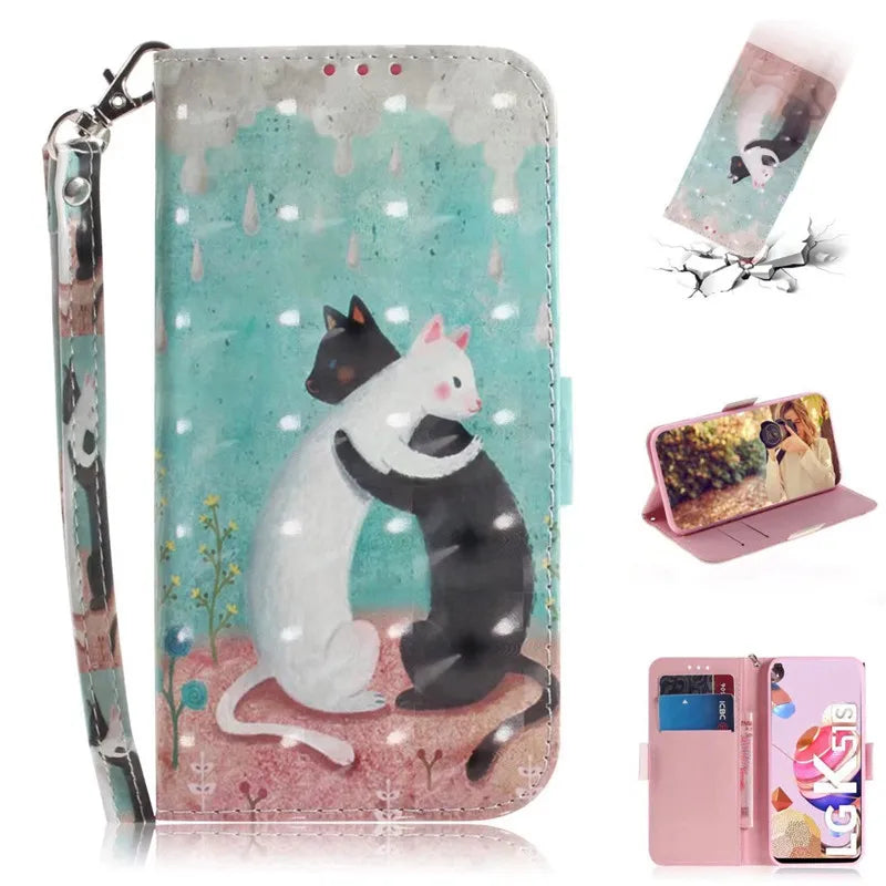 Magnetic Geometric Textile Pattern Wallet Case for Galaxy