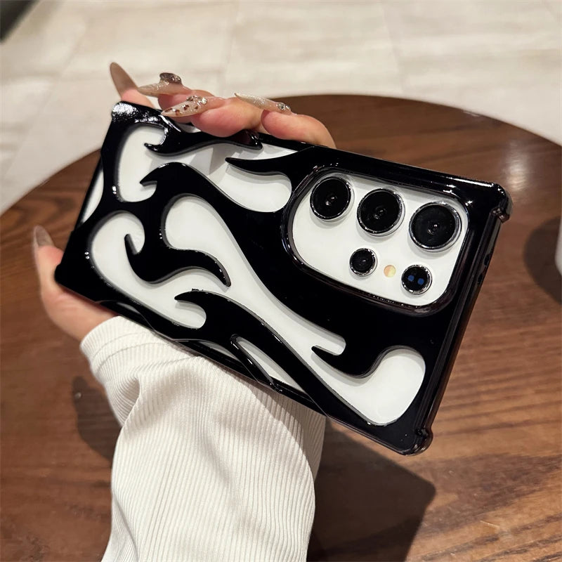 Luxury Plating Hollow 3D Flame Pattern Case For Samsung