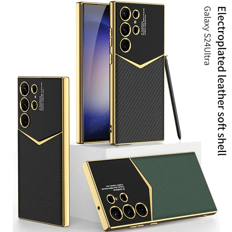 Carbon Fibre Leather Phone Case For Samsung