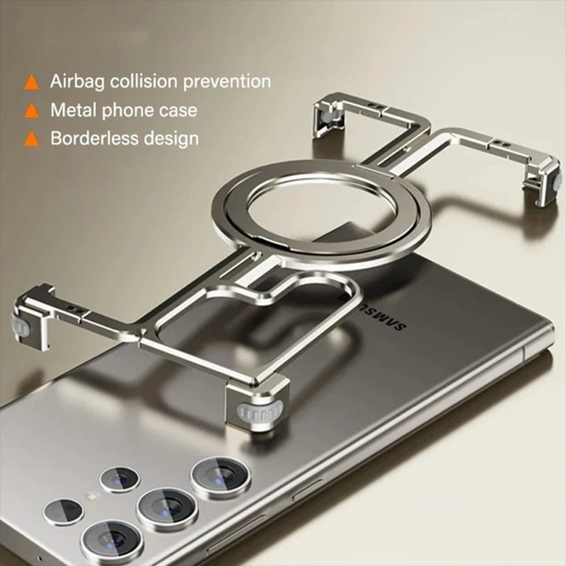 Metal Bumper With Finger Ring Holder Phone Case for Samsung