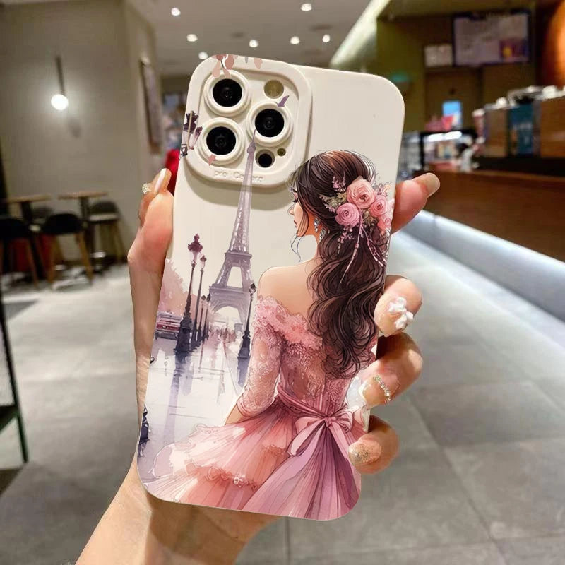 Flower Girl Pattern Decoration Phone Case for iPhone