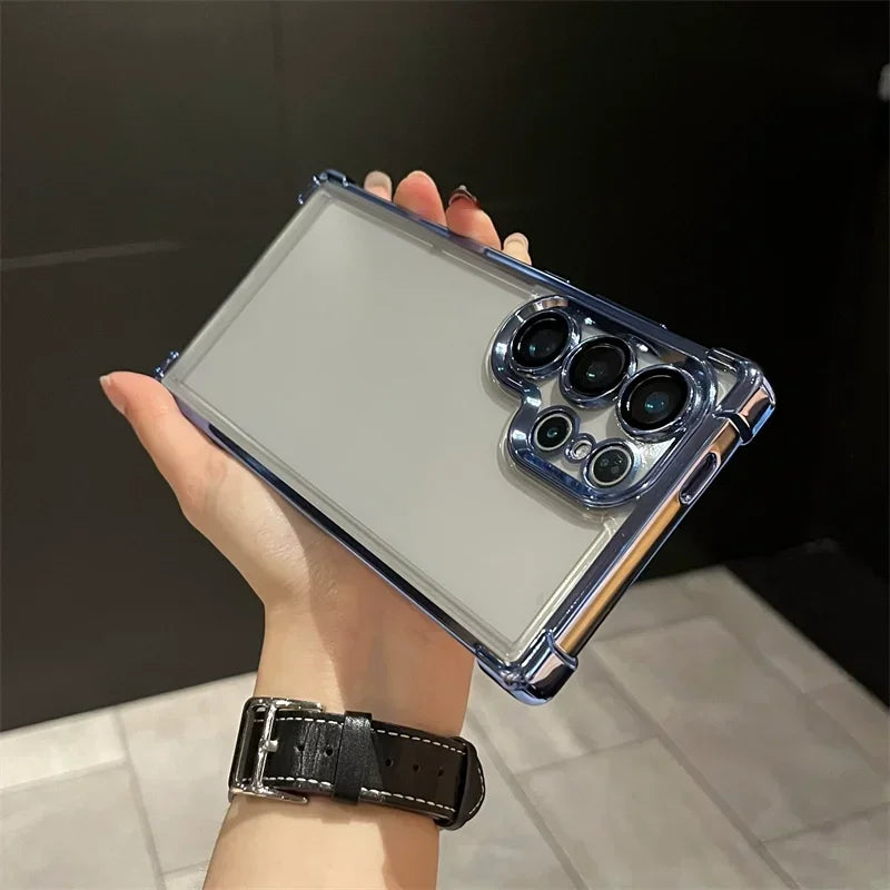 Plating Shockproof Transparent Soft Case For Samsung