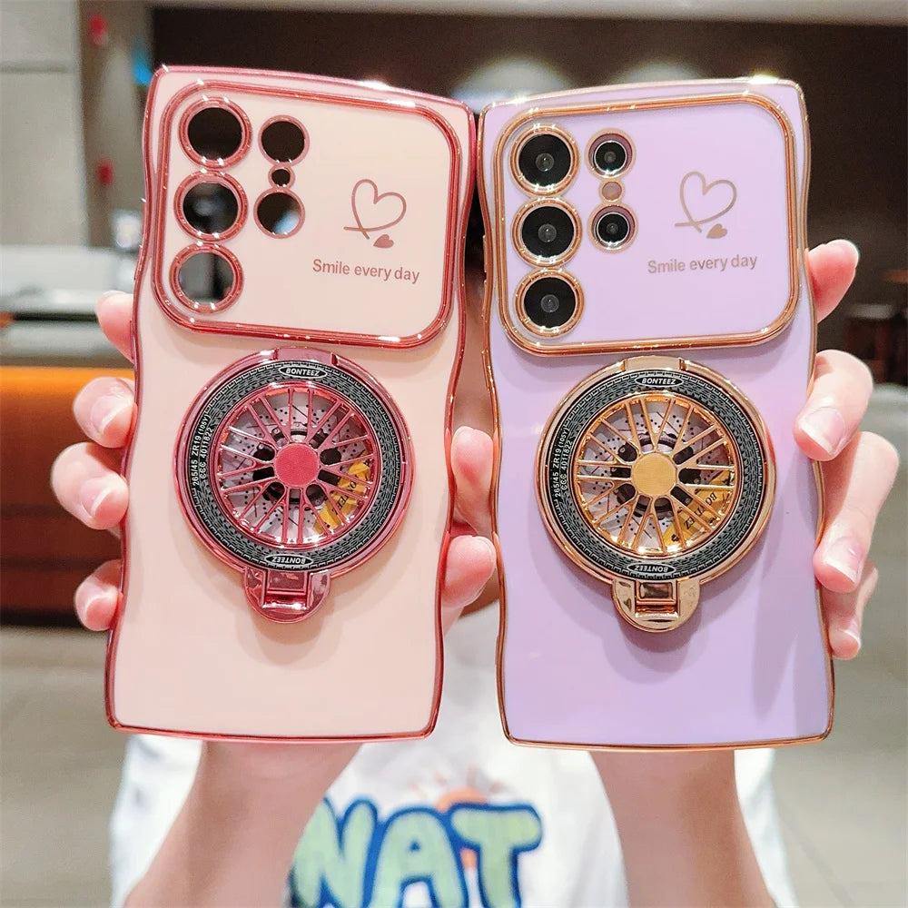 Gyroscope Rotating Bracket Wave Frame Case for Samsung