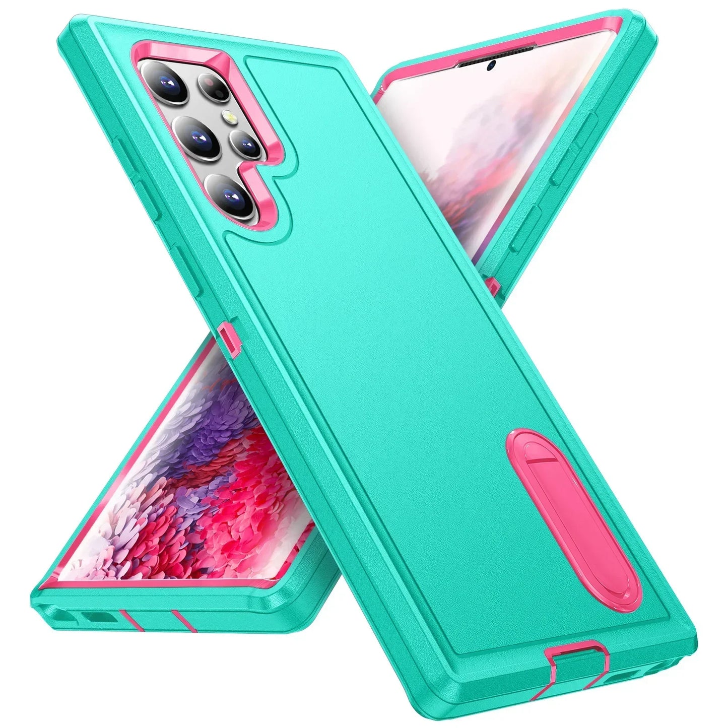 Heavy Anti-Scratch Rugged Protective Kickstand Full Body Shockproof Case for Samsung