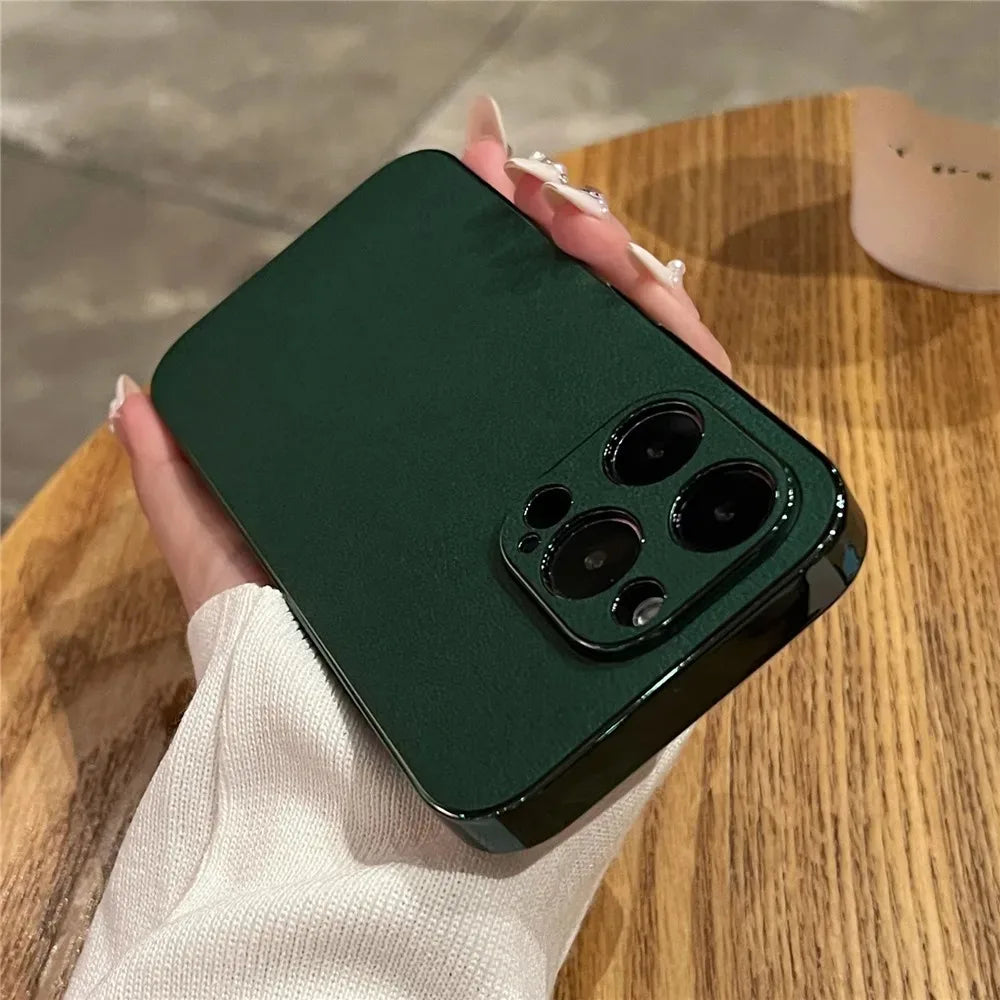 Luxury Plating Leather Shockproof Case For iPhone