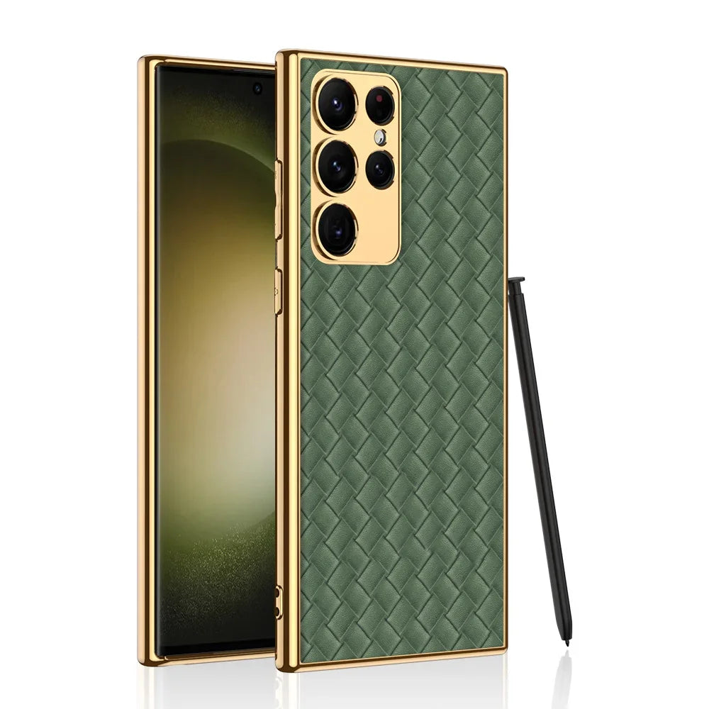 Electroplated Leather Weave Pattern Case for Samsung