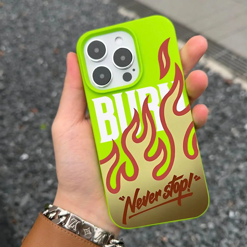 Graffiti Flame English Burn Matte Soft Case For iPhone