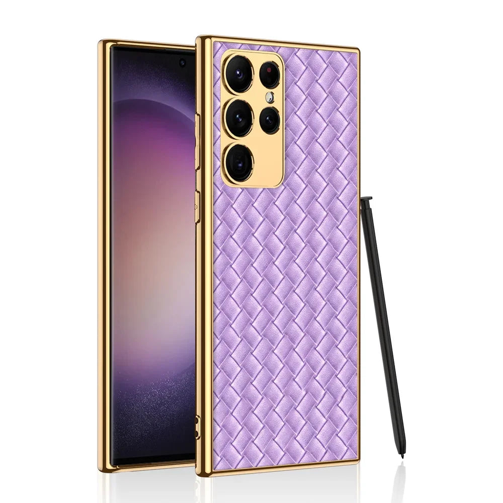Electroplated Leather Weave Pattern Case for Samsung
