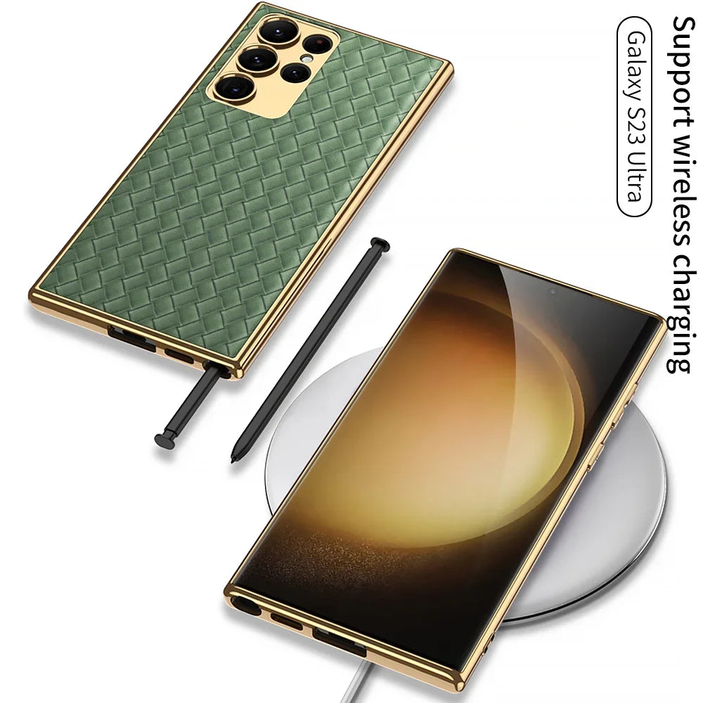 Electroplated Leather Weave Pattern Case for Samsung
