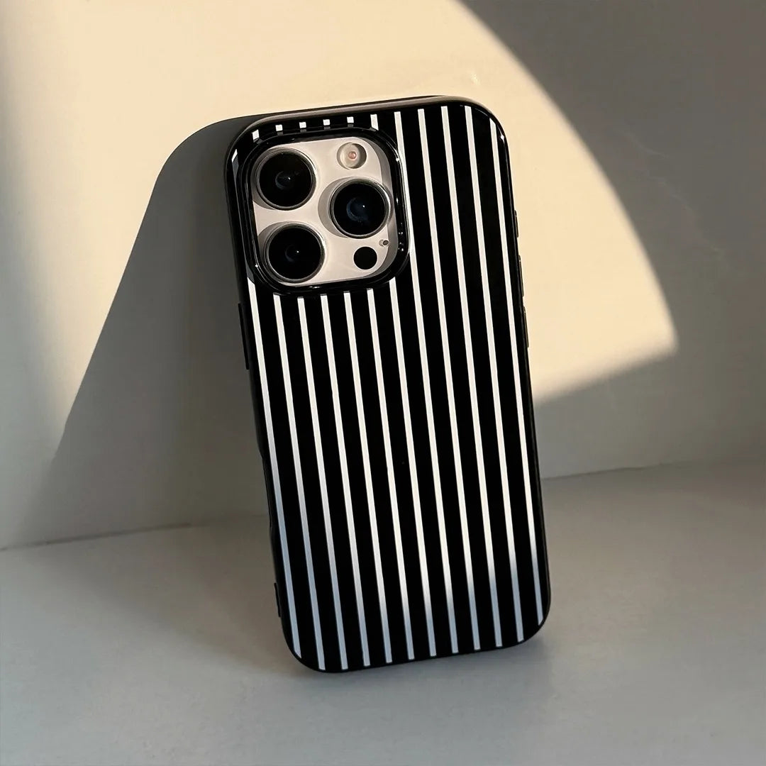 Black White Artistic Stripes Phone Case For iPhone