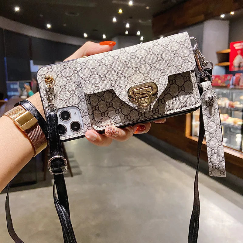 Luxury Leather Crossbody Wallet Phone Case Bag for iPhone