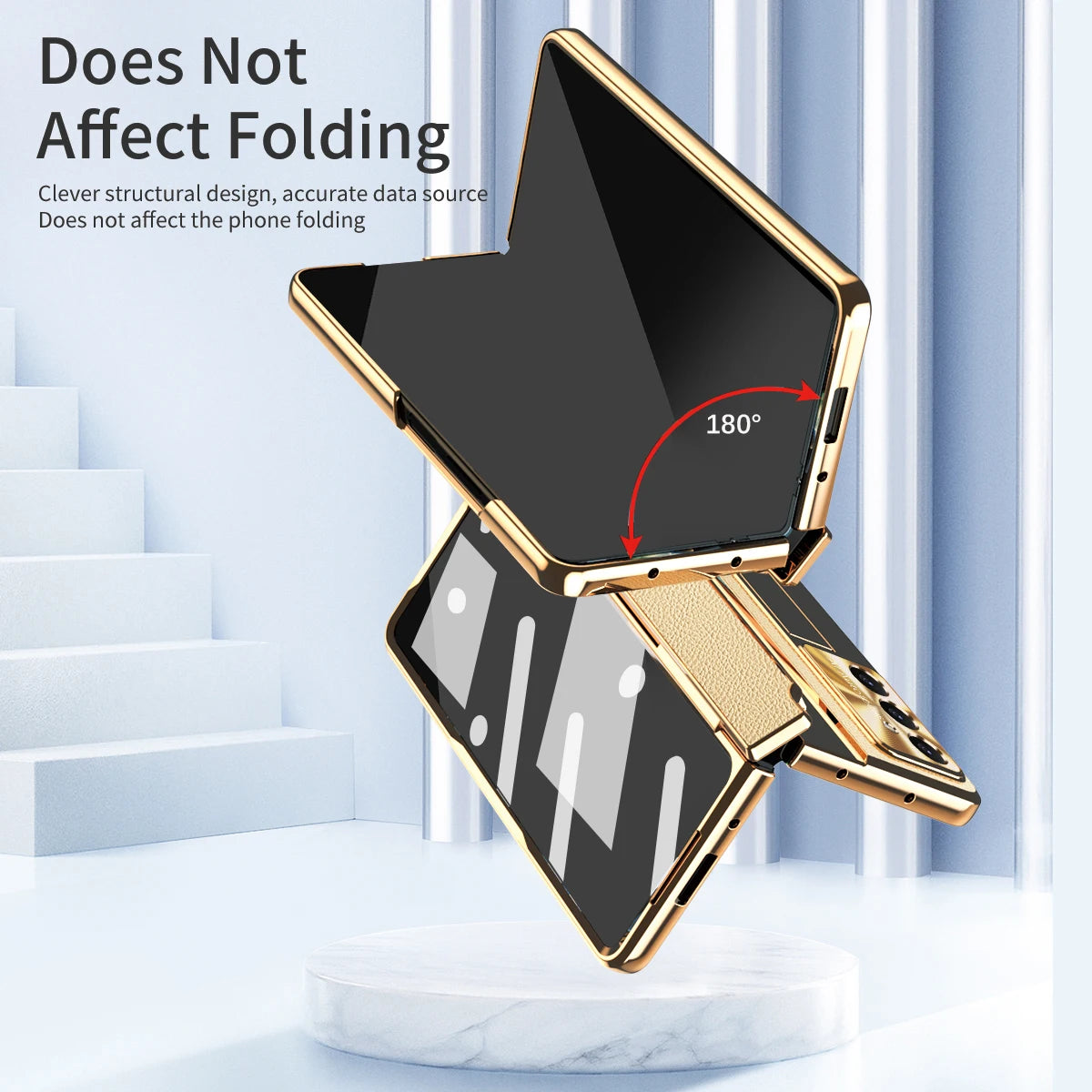 Luxury Leather One-Piece Plating Stand Hinge Shockproof Case For Samsung Z Fold