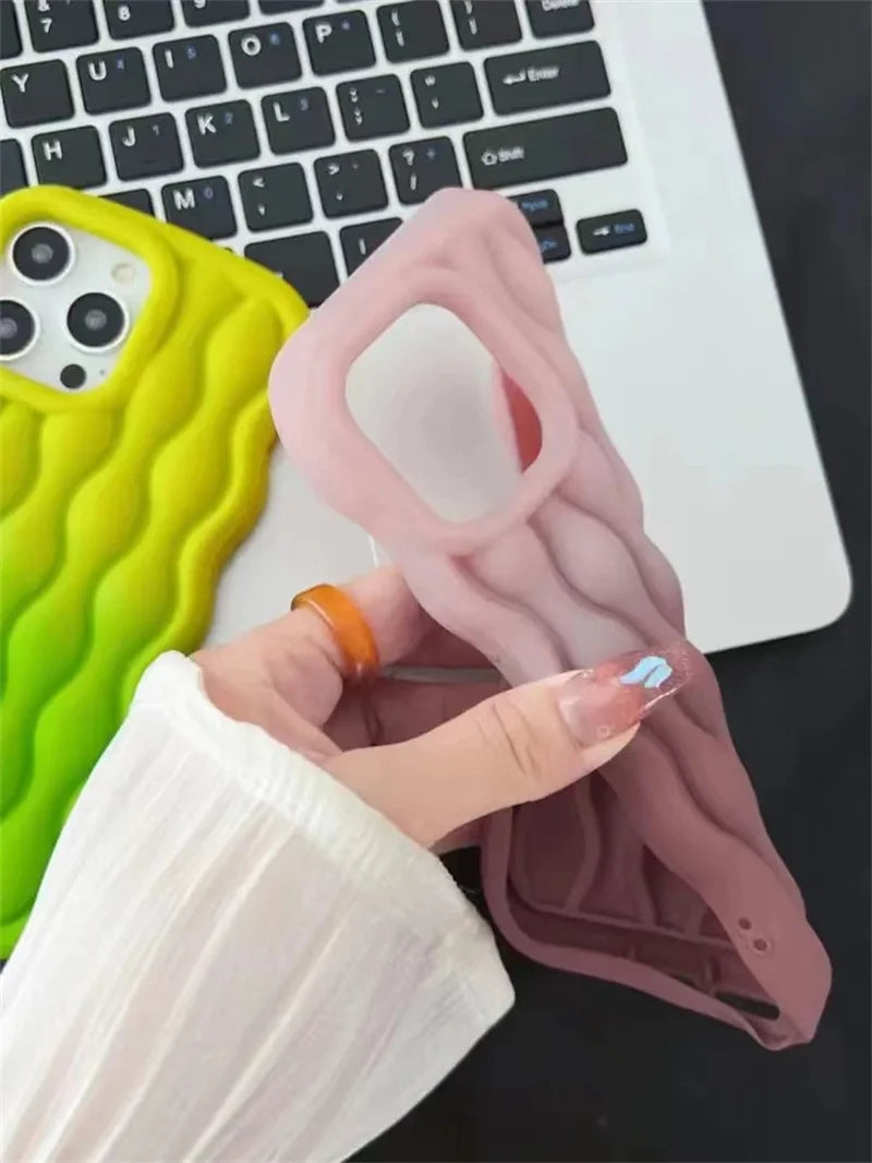 3D Wavy Gradient Dual Color Phone Case for iPhone