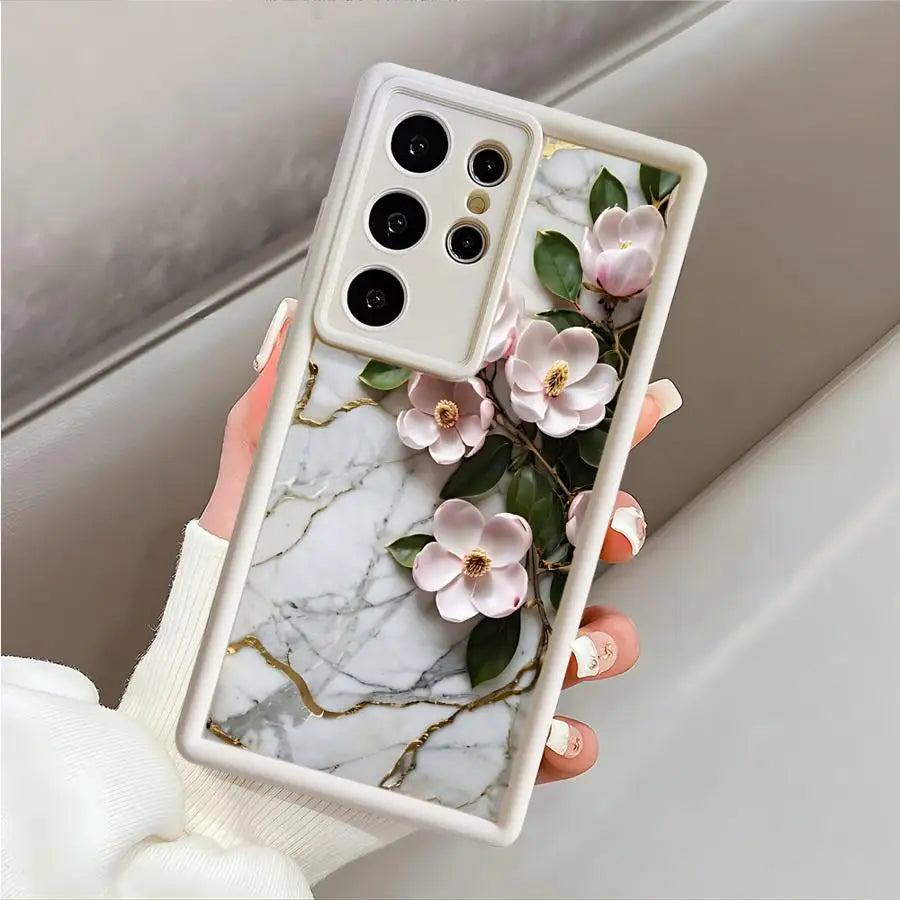 Flower Marble Phone Case for Samsung