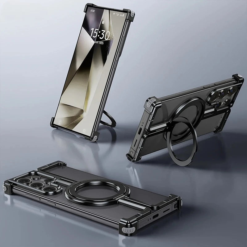 Metal Bumper With Finger Ring Holder Phone Case for Samsung
