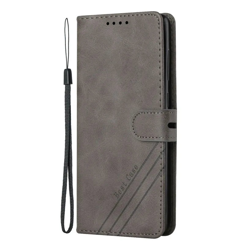 Solid Color Leather Flip Wallet Case For Samsung Galaxy