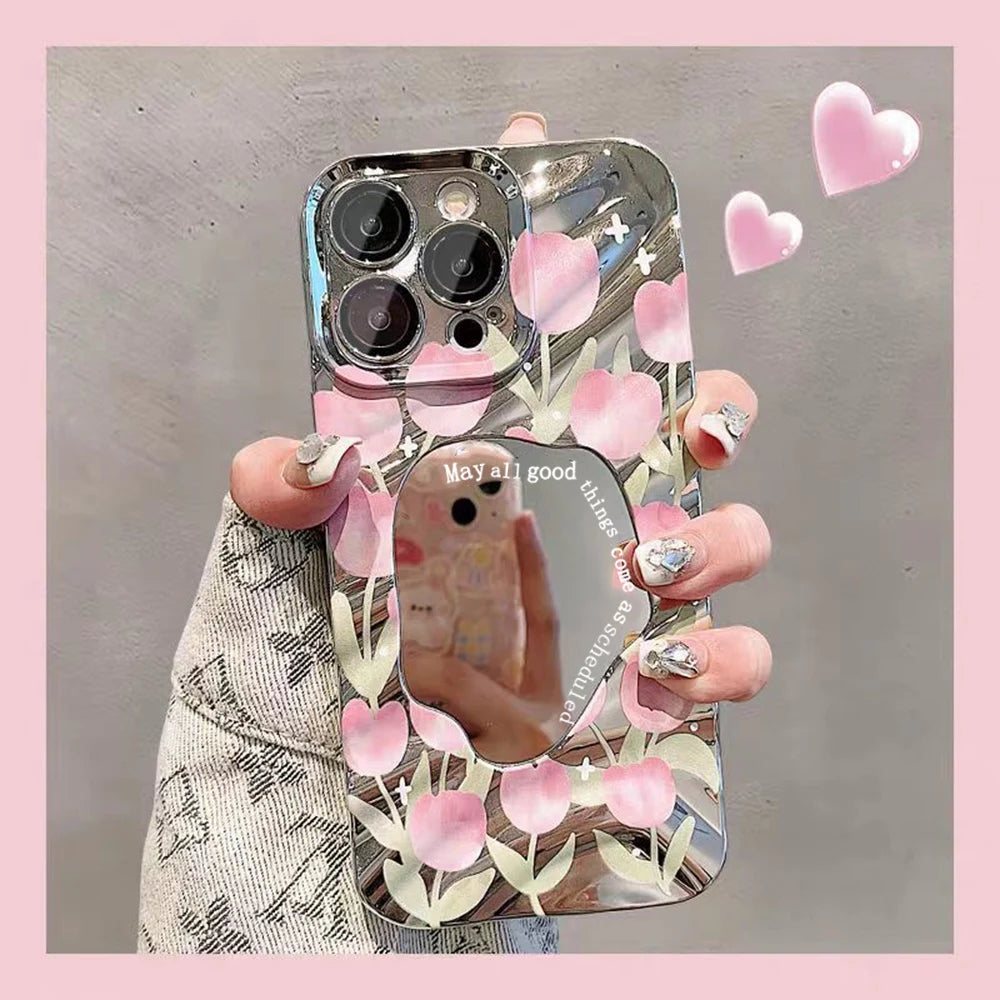 Cute Butterfly Mirror Wave Phone Case For iPhone