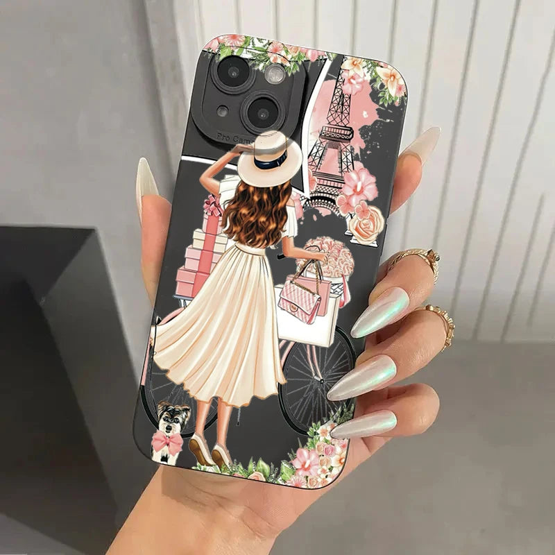 Flower Girl Pattern Decoration Phone Case for iPhone