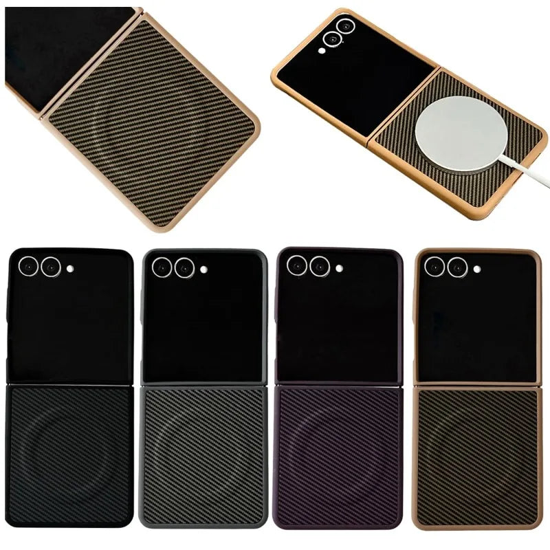 Carbon Fiber Textured Magnetic Phone Case for Samsung Z Flip
