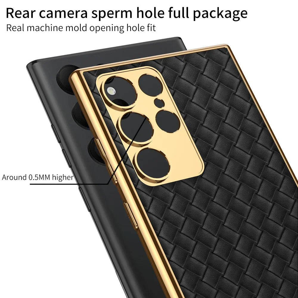 Electroplated Leather Weave Pattern Case for Samsung