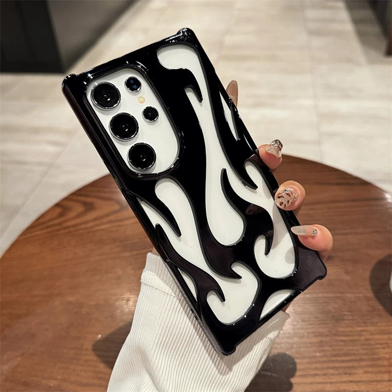 Luxury Plating Hollow 3D Flame Pattern Case For Samsung