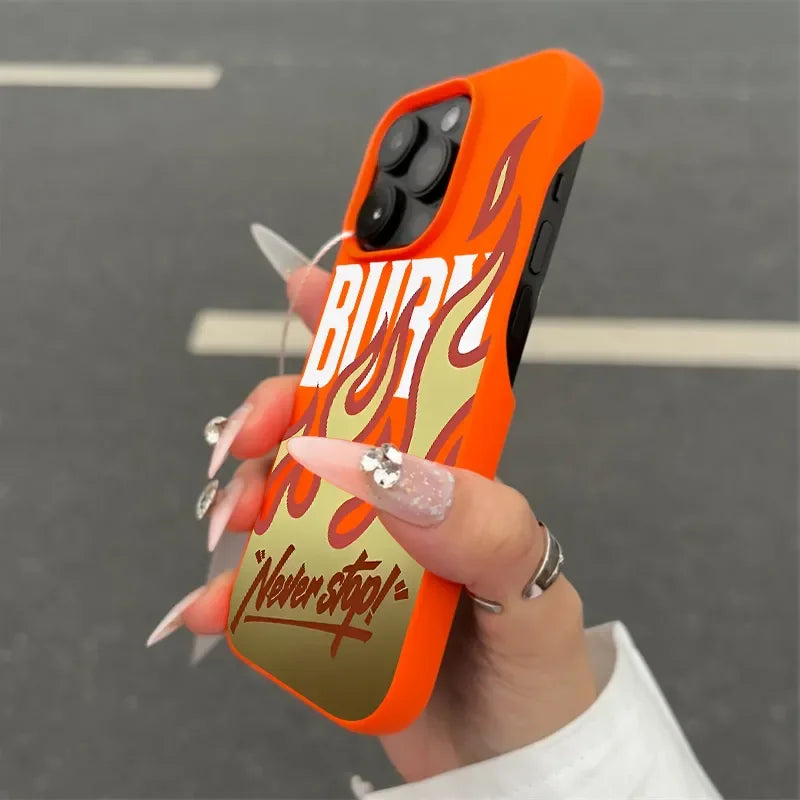Graffiti Flame English Burn Matte Soft Case For iPhone