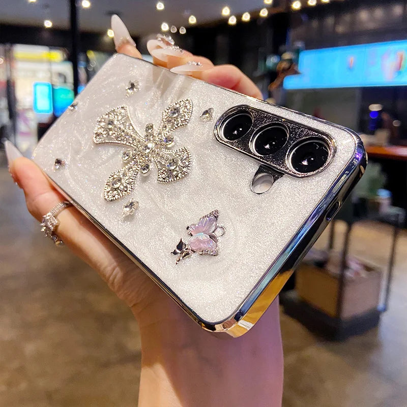 Glitter Plating Diamond Butterfly Case for Samsung