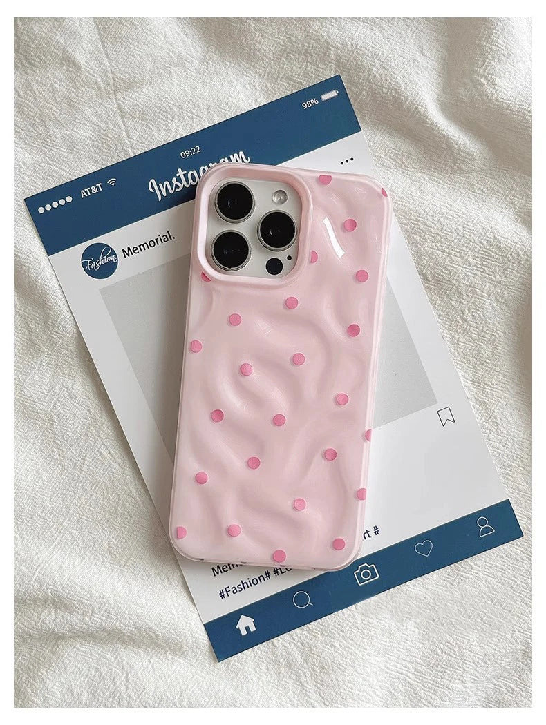 Love Dot Folds Texture Phone Case For iPhone