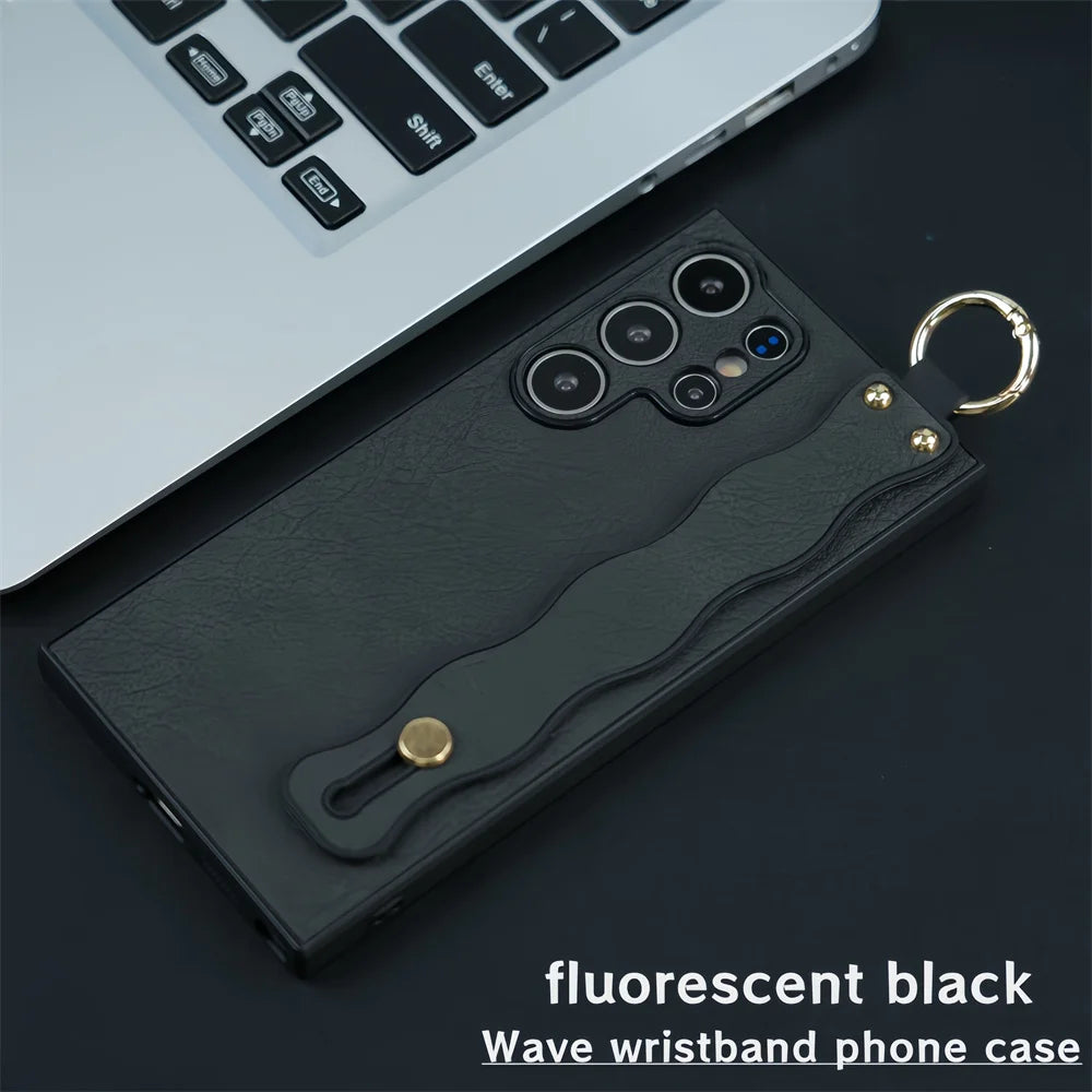 Wristband Bracket Leather Case for Samsung