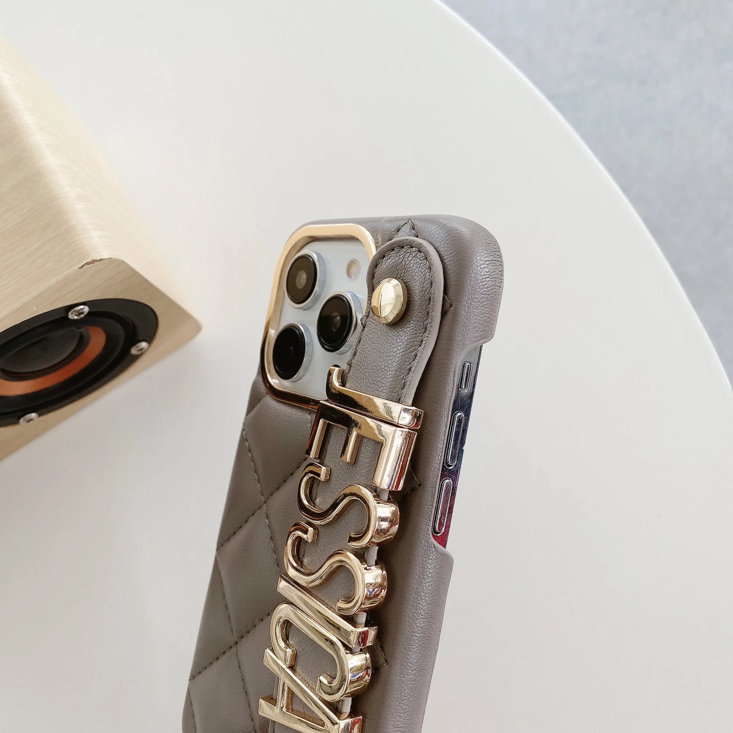 Leather Customized Name Letters Phone Case for iPhone