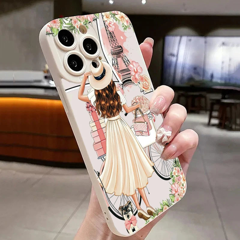 Flower Girl Pattern Decoration Phone Case for iPhone