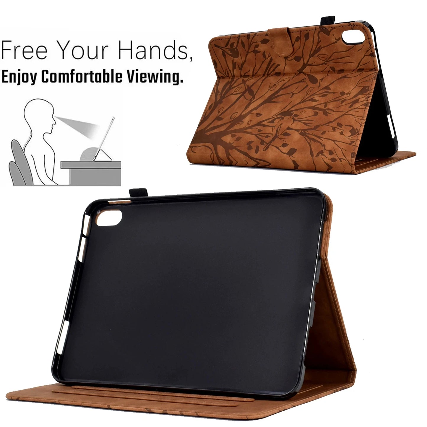 Embossed Tree Leather Wallet Case for iPad