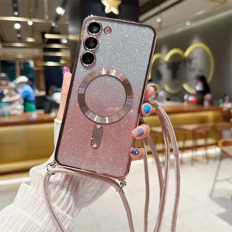 Crossbody Lanyard Gradient Glitter Case