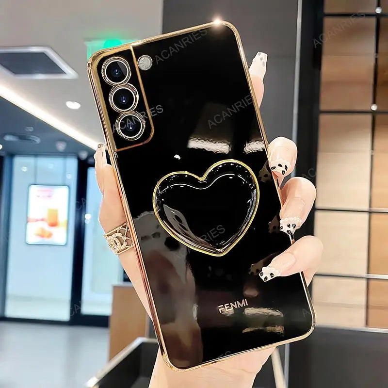 Love Heart Holder Luxury Plating Case For Samsung Galaxy