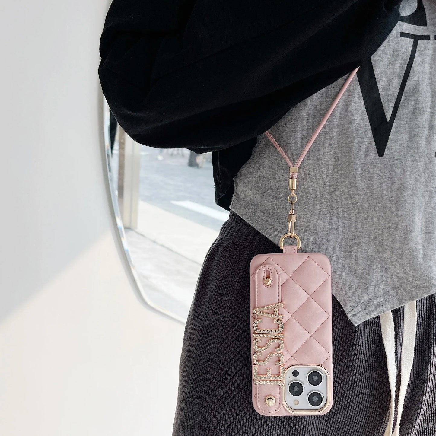Leather Customized Name Letters Phone Case for iPhone