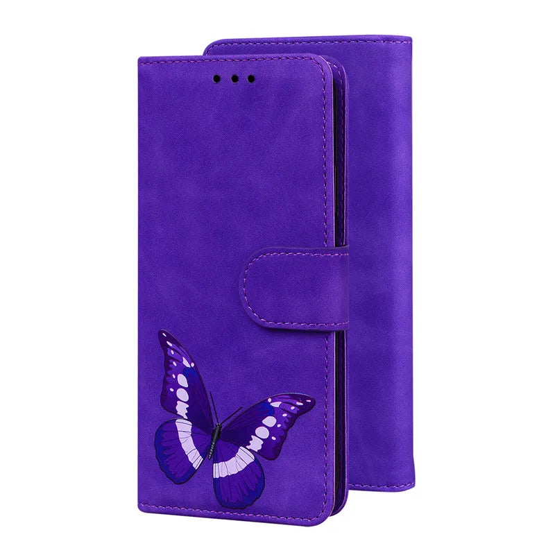 Magnetic Geometric Textile Pattern Wallet Case for Galaxy