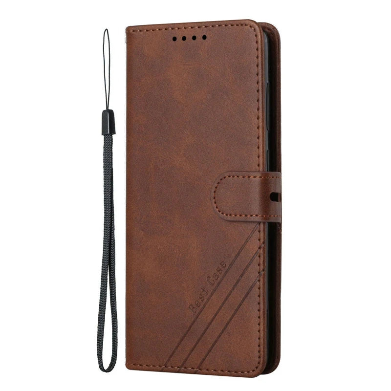 Solid Color Leather Flip Wallet Case For Samsung Galaxy