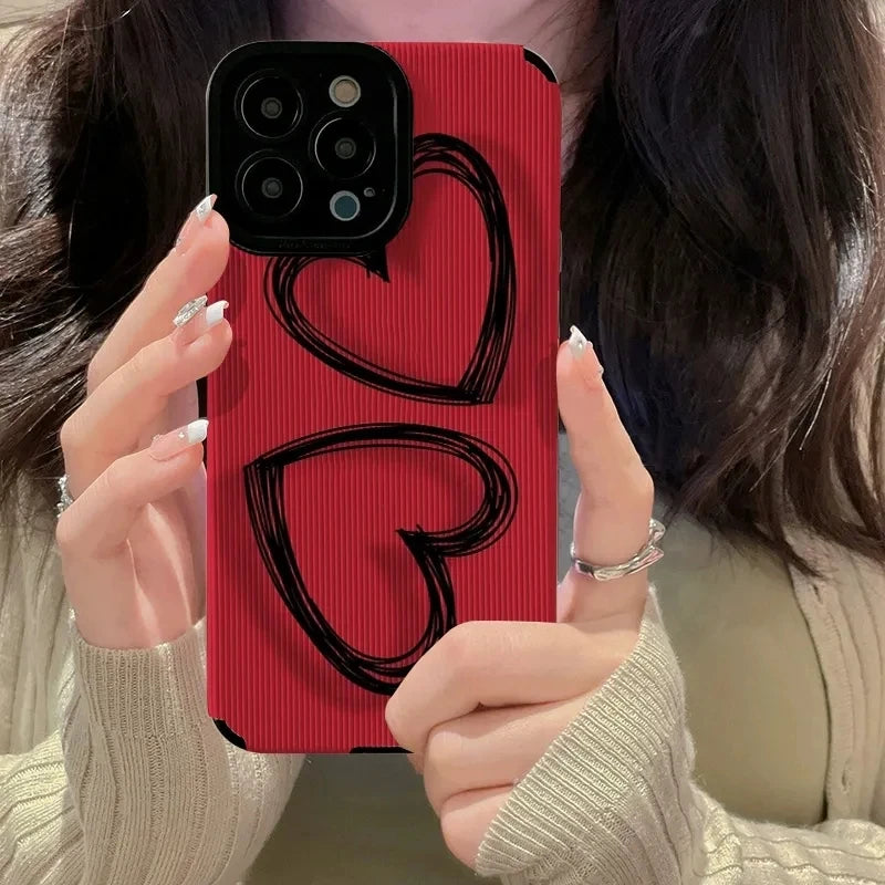 Cute Doodle Love Heart Case For iPhone