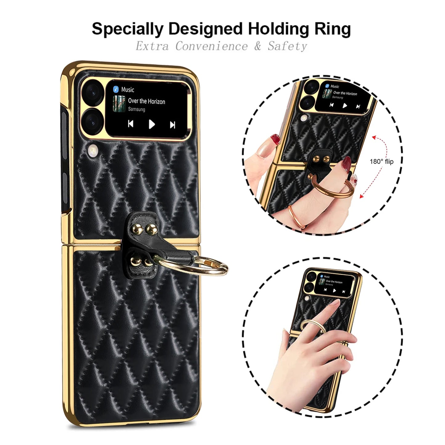 Luxury Diamond Air Cushion Leather Case for Galaxy Z Flip