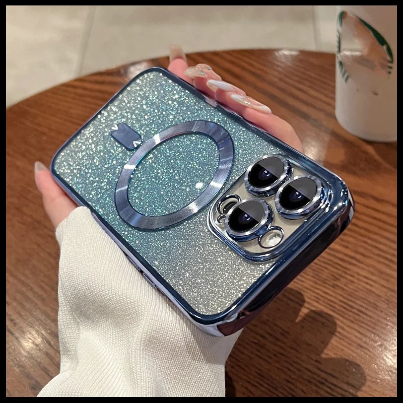 Soft Silicone Gradient Glitter Clear Case For iPhone