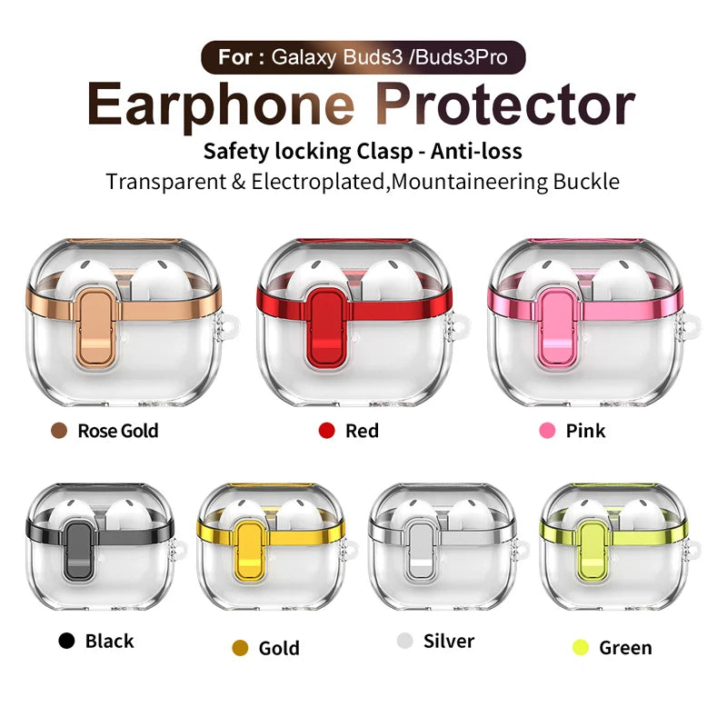 Transparent Lock Buckle Electroplating Case for Samsung Galaxy Buds