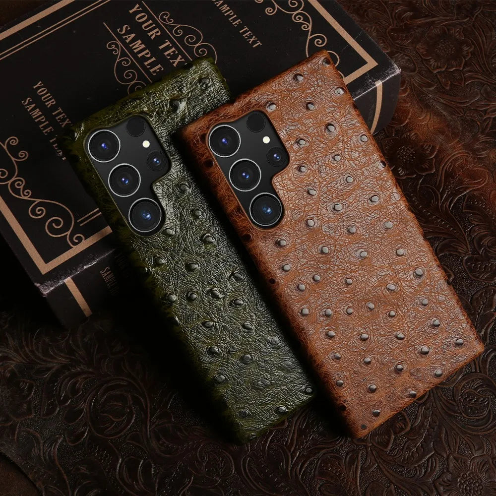 Ostrich Genuine Leather Case for Samsung