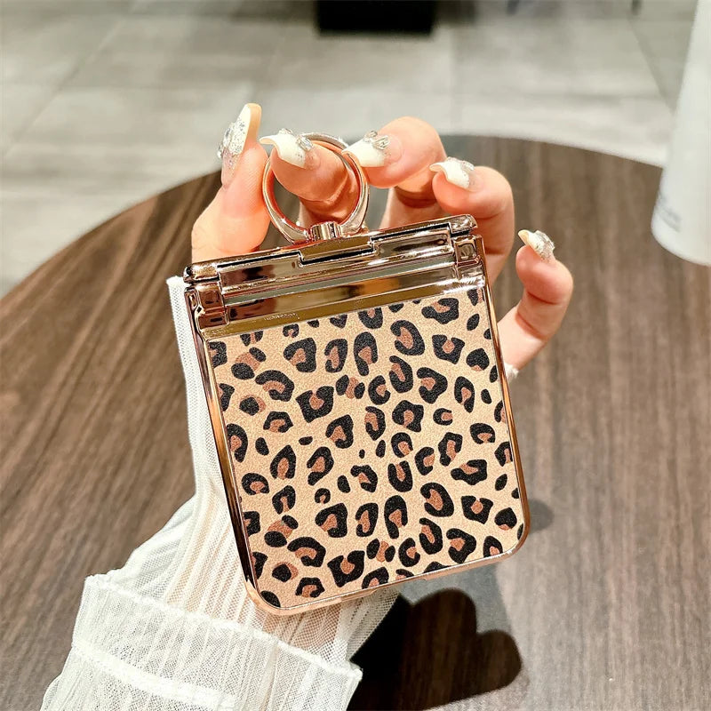 Plated Leopard Print Case For Samsung Galaxy Z Flip