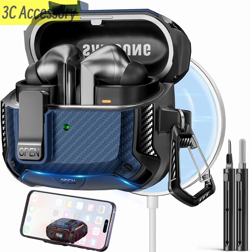 Secure Lock Clip Case for Samsung Buds with Cleaning kit