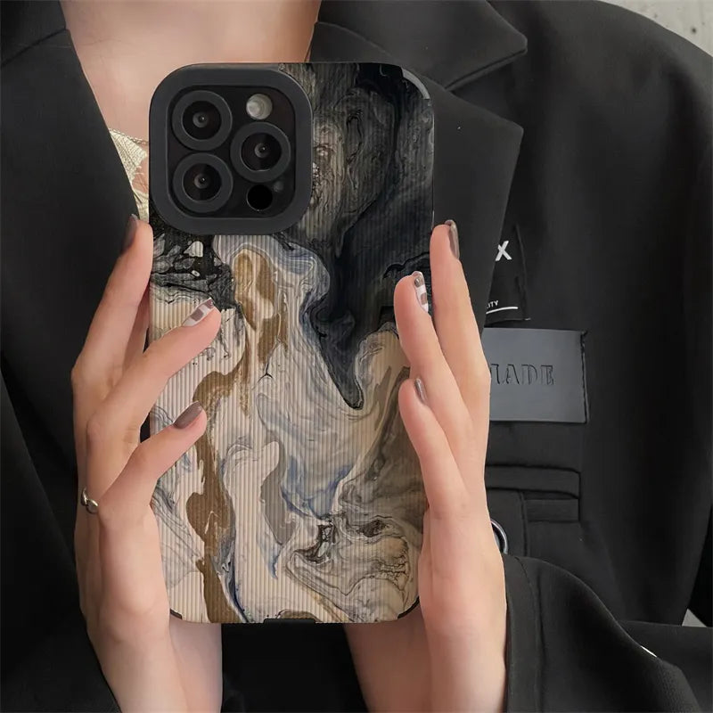 Black Style Gradient Watercolor Phone Case For iPhone