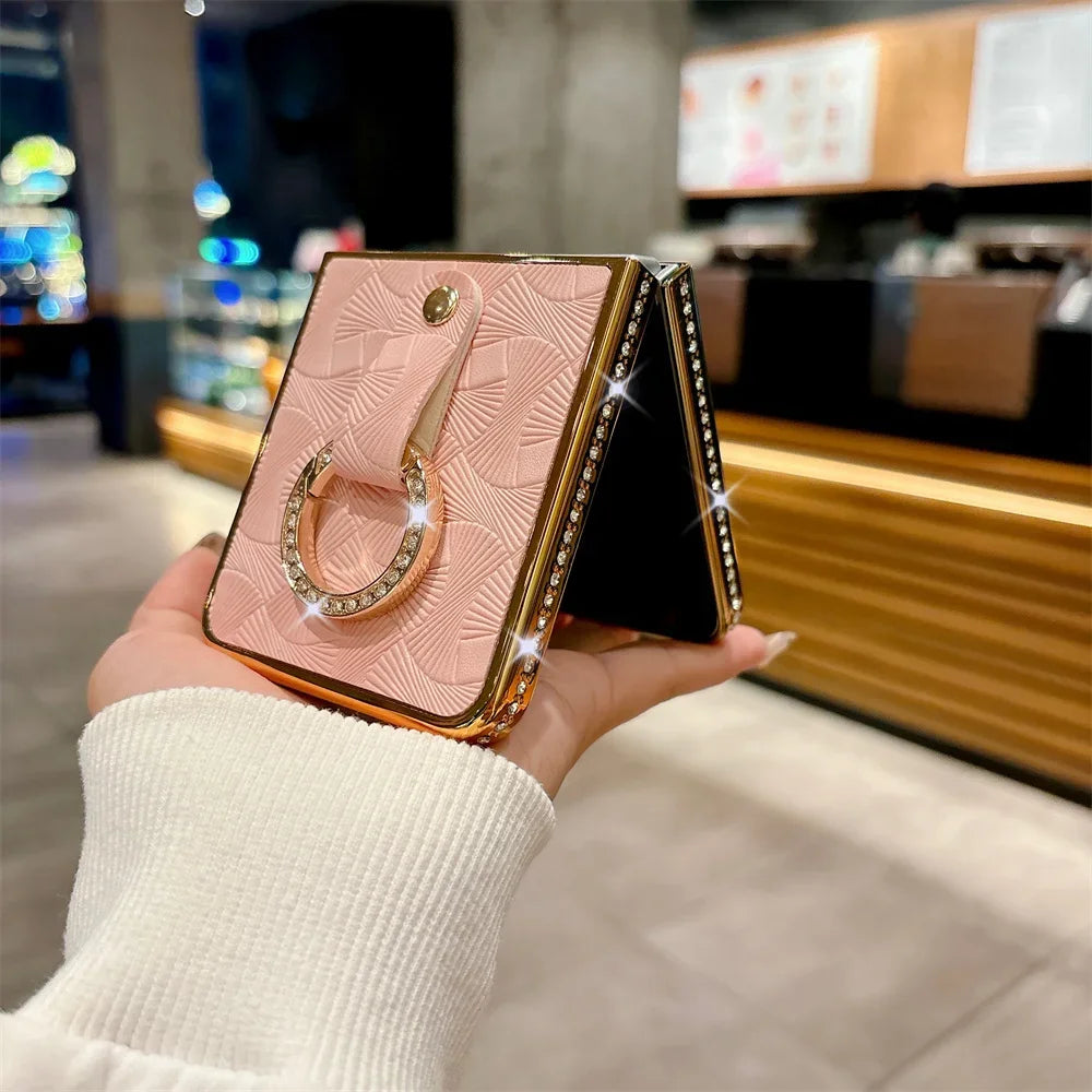 Electroplated Diamond Inlay PU Leather Phone Case for Samsung